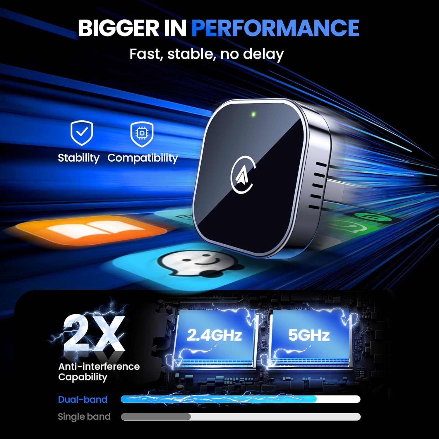 DriveLink Pro™ 2-in-1 Wireless CarPlay & Android Auto Adapter