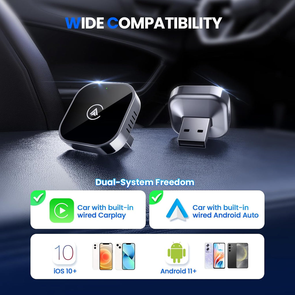 DriveLink Pro™ 2-in-1 Wireless CarPlay & Android Auto Adapter