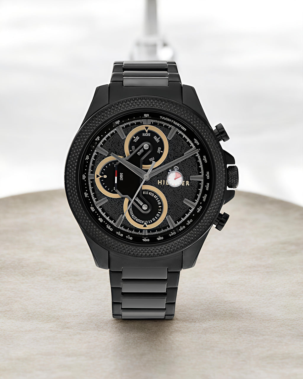 Tom-my Hilfig-er Quartz Black Dial Stainless Steel Watch