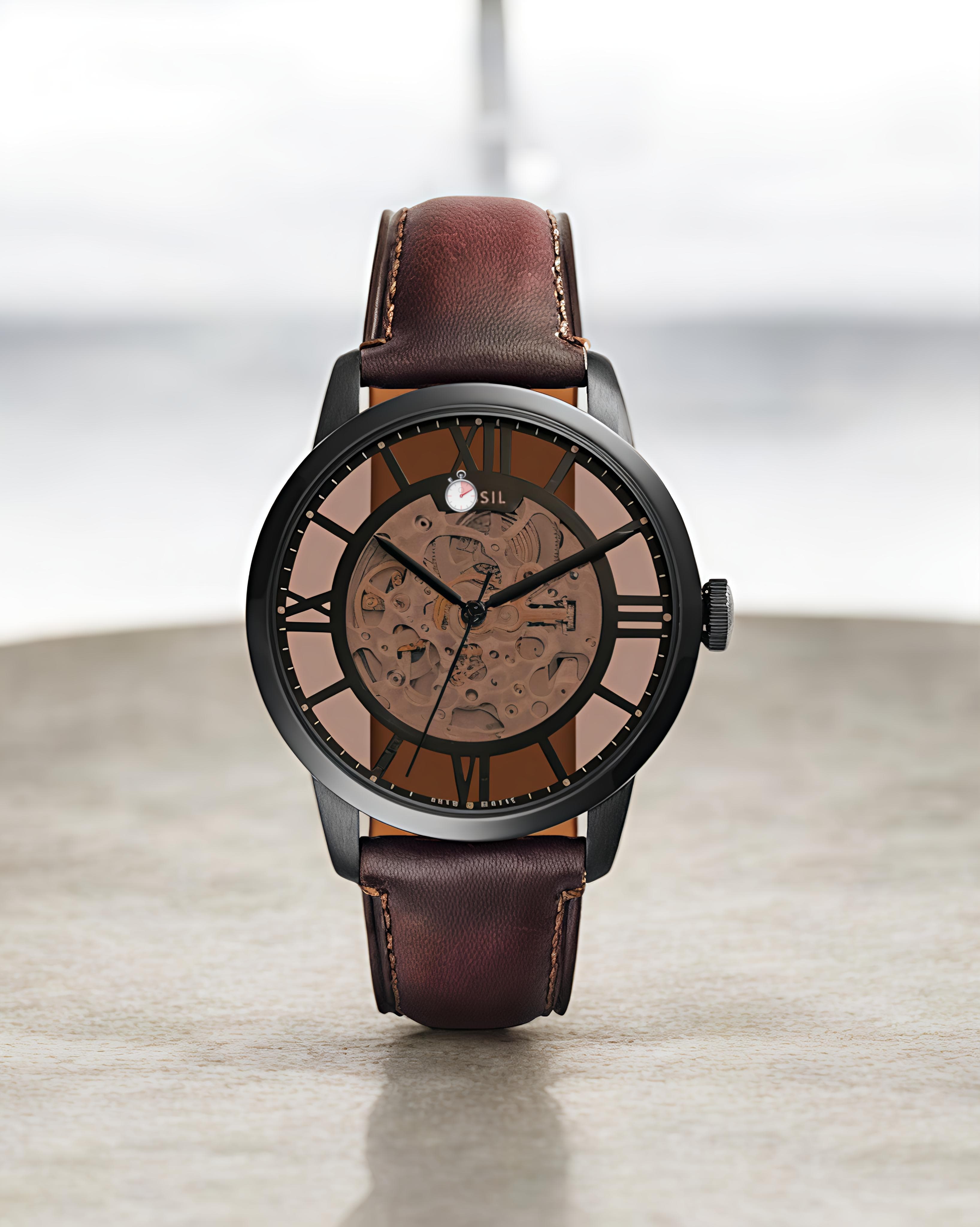 Foss-il Analog Brown Dial Men's Leather Band Watch